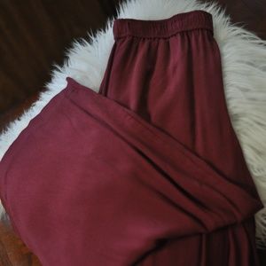 Madewell Maroon Pull-On Cropped Gaucho Pants